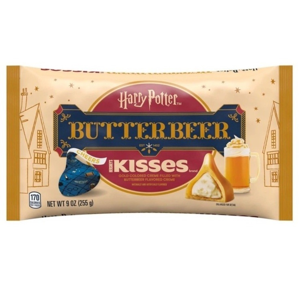 Hershey's Kisses 9 oz. Harry Potter BUTTERBEER Creme Gold Chocolate BB 10/2026
